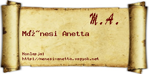 Ménesi Anetta névjegykártya